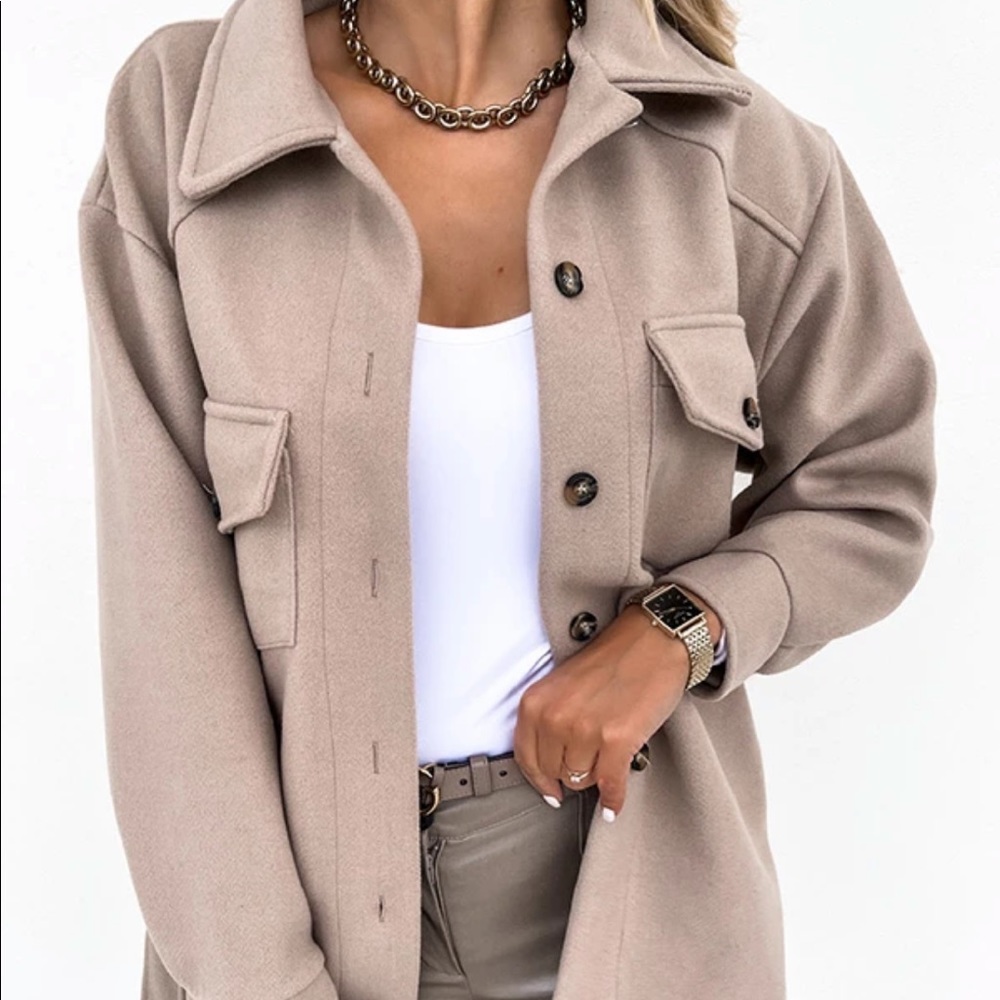 Tie front pocketed coat/shacket